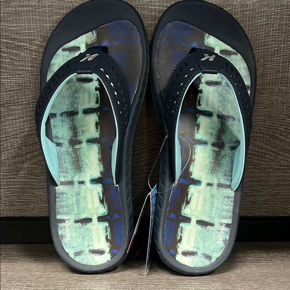 Men's Korkers Fish Flip Marlin Flip Flops (Blue) - Size 10